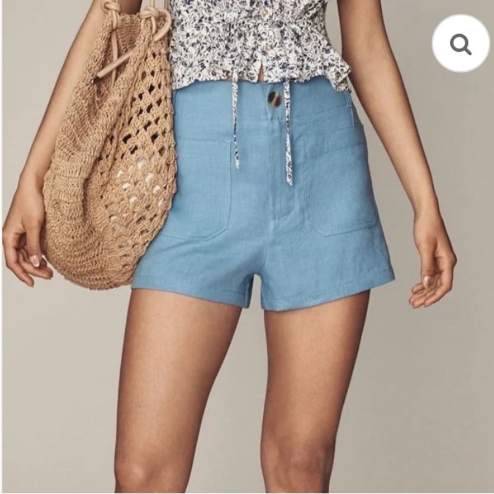 Maeve by Anthropologie The Colette High-Waisted 2.5” Linen Blend Shorts in Blue